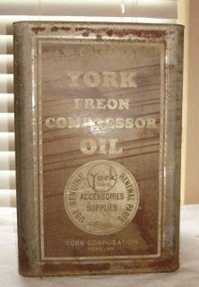 VINTAGE YORK FREON COMPRESSOR OIL 5 GALLON CAN
