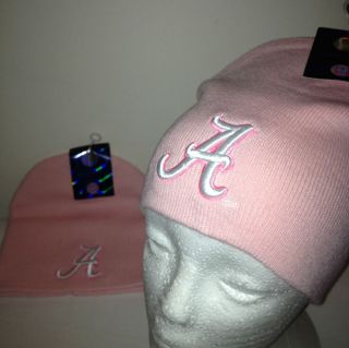 NCAA University of Alabama Crimson Tide Beanie Pink Knit Ski Hat Skull 