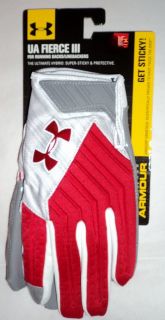 New 2012 Under Armour MENS Football Gloves UA FIERCE III 3 STICKY red 