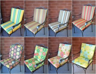 Outdoor Patio SEAT w/ BACK Chair Rocker Cushion Stripe or Floral