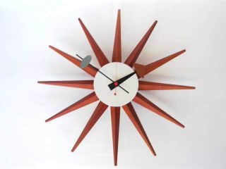 George Nelson Beech Sunburst Clock Modern & Classic Eames Era