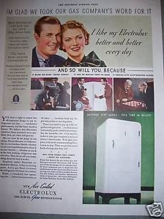 1933 Antique Servel Electrolux Gas Refrigerator Ad
