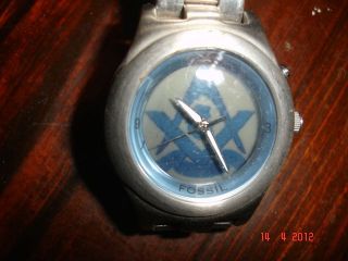 FOSSIL KALEIDO MASONIC REVERSABLE DIAL WATCH STAINLES STEEL
