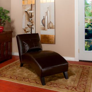 Curved Chaise Lounge Chair in Chocolate Brown Leather (comes with 