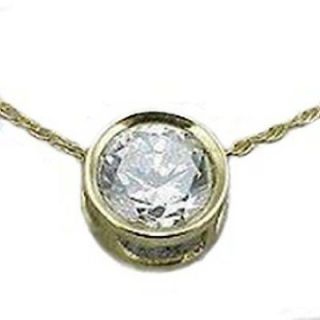 00 CT BRILLIANT ROUND CUT BEZEL SOLITAIRE PENDANT WITH CHAIN SOLID 