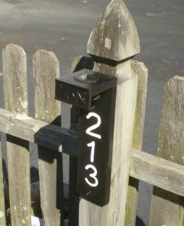House Number Sign   Solar Powered   Midnight Black with White Numbers