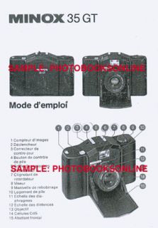 Minox 35 GT Mode demploi, Instruction Manual in French