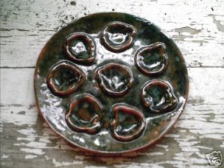 VINTAGE FRENCH HAND THROWN POTTERY OYSTER CLAM ESCARGOT PLATE GLAZED
