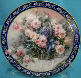   Exchange Decorative Plate Lena Liu Basket Bouquets 1992 Roses 8 1/4D
