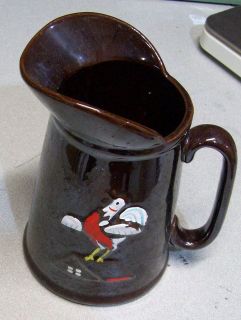 Vintage 1950s Pitcher Rooster on Barn Roof 7 Brown Red White Nice