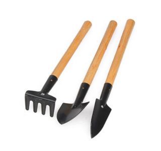   Plant Garden Tools Set With Wooden Handle Gardening Tool Rake Shovel