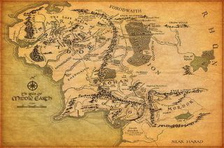 XD7737 The Lord of the Rings Middle Earth Map Movie HUGE Wall POSTER