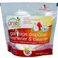 GrabGreen, Garbage Disposal Freshener & Cleaner, Red Pear with 