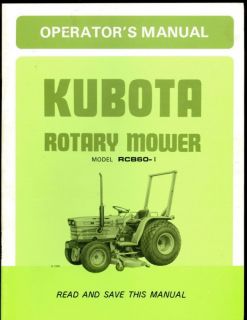 KUBOTA OPERATORS MANUAL ROTARY MOWER RCB60 I