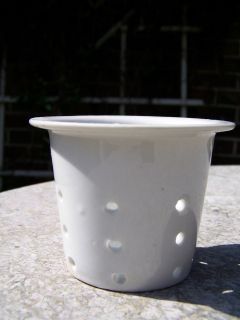 Porcelain teapot insert tea strainer antique 2 5/8 hi 3 3/8 dia