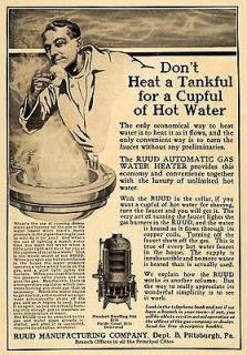 1911 Ad Ruud Automatic Gas Water Heater Dwelling Size   ORIGINAL 