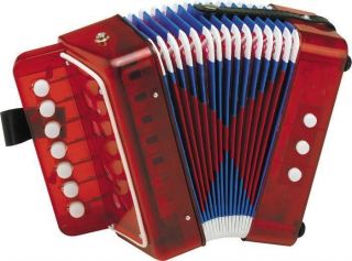 RED Hohner Toy Accordion Accordian Ages 4+ Songs & Instructions 