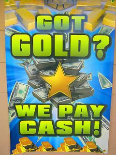 We Buy GOLD Banner / Sign Pawn Shop Sign Coin Jewelry Pay Cash Coins 
