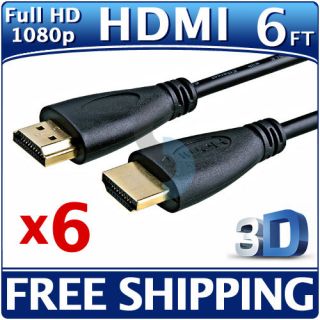 Lot 6 x HDMI CABLE 6FT Gold for BLURAY 3D DVD PS3 HDTV XBOX LCD 1080P 