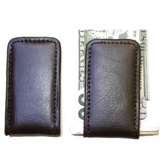 Genuine Leather Magnetic Money Clip (Dark Brown)