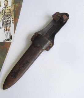 WWII ORIGINAL GERMAN YOUTH SCOUT KNIFE METAL SCABBARD