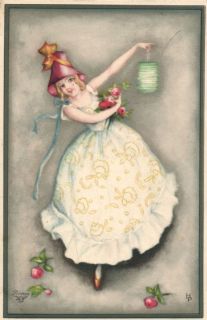 Children postcard Primus. Dancing girl + lamp (159412)