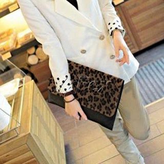   Leopard Print PU Leather Large Handbag Shoulder Bag Envelope Clutch