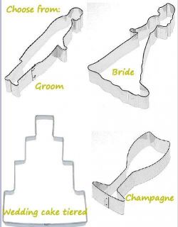 Bride Groom Champagne glass Wedding cake cookie cutter