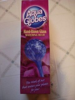 Aqua Globe Hand Blown Watering Bulb Art Glass Teal Green with Red and 