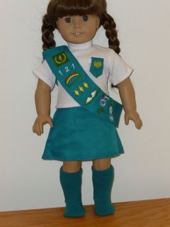Junior Girl Scout Uniform Outfit 4 PC Set Fits 18 American Girl Doll