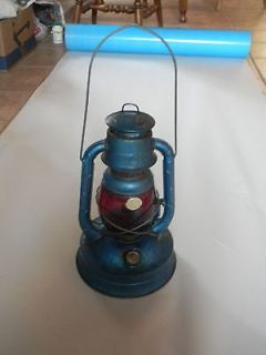 ANTIQUE DIETZ No 100 RR RAILROAD TRAIN OIL LAMP LANTERN, RED GLOBE