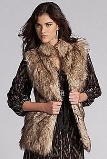NWT Gianni Bini Plum Wine Sarah Lined Faux Fox Fur Jacket Vest XS S 
