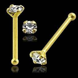 Gold 9kt Tiny 1.5mm Clear Gem Nose Stud Studs Rings Body Jewelry