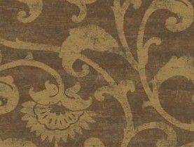 Wallpaper Designer Metallic Gold Floral Scroll on Brown Faux