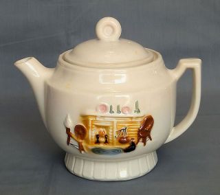 Vintage Porcelier Hearth Teapot Spinning Wheel