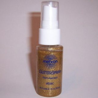 Gold Color Glitter Spray Body Hair Mehron Colored Makeup Make Up Pump 
