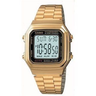 Casio A178WGA 1A Mens Gold Tone Stainless Steel Digital Watch 