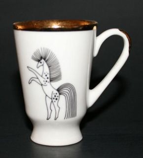  Fine Porcelain China 24K Gold Shot Glass Coffee Cup Horse Handle