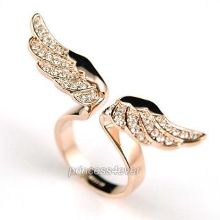 Angel Wing Rose Gold P Ring use Swarovski Crystal SR067