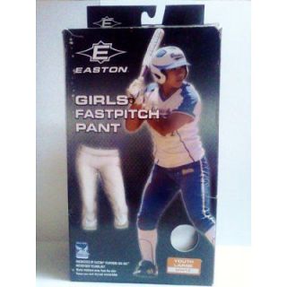 Easton Girls Youth Fast Pitch Softball Pant Pants White, XS, S, M or L