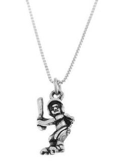 STERLING SILVER FEMALE SOFTBALL PLAYER BATTING CHARM WITH BOX CHAIN 