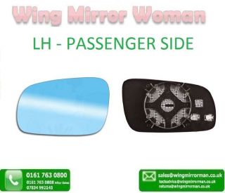 vw golf wing mirror glass electric heated convex blue tint 1998 2004 