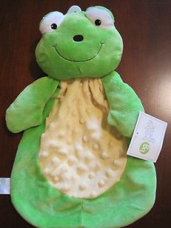 New NWT Baby Gear Green Yellow Frog Minky Security Blanket Lovey Twins