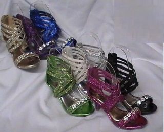 Girls Glitter Dress Shoes Pageant Heels(coco22) Youth Flower Girl 