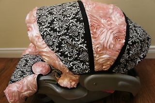 GRACO SnugRide INFANT CAR SEAT COVER small damask light pink minky