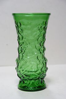 Vintage Hoosier Depression Forest Green Glass Vase 8.5 Tall FREE 