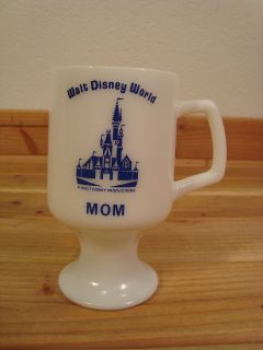   World Mom White Blue Glass Pedestal Coffee Mug Cinderella Castle