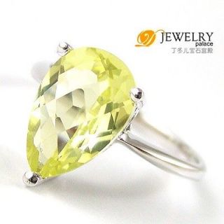 Newly listed 3ct Genuine Lemon Quartz Ring 925 Sterling Silver Size 8 