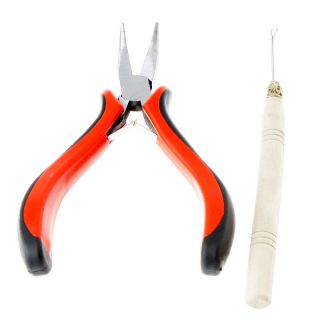 Curved Pliers + A Hook Needle Tools Kit for Hair Extensions Micro 