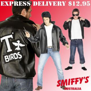 MENS/BOYS GREASE T BIRD 50S ROCK N ROLL SMIFFYS FANCY DRESS COSTUMES 